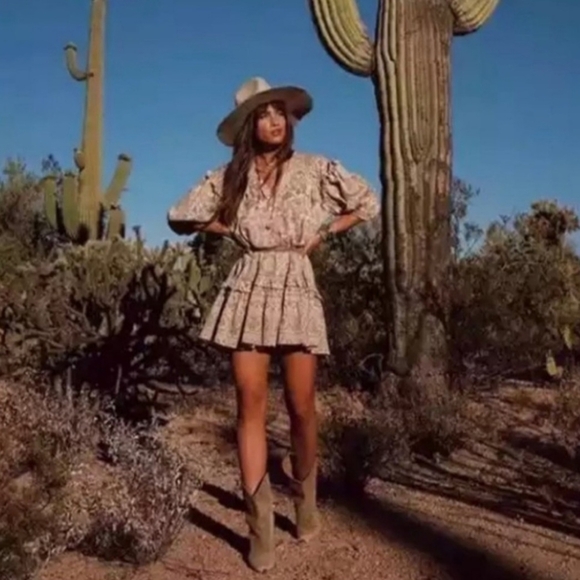 Desert Dreamer Boho Block Print Tunic Cotton Dress - Picture 4 of 7